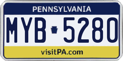 PA license plate MYB5280