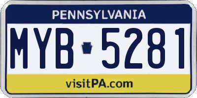 PA license plate MYB5281