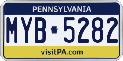 PA license plate MYB5282