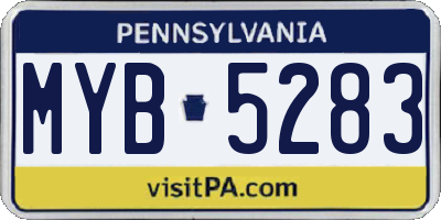 PA license plate MYB5283