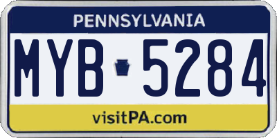 PA license plate MYB5284