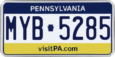 PA license plate MYB5285