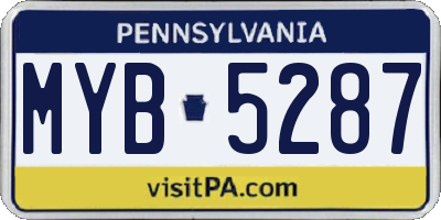PA license plate MYB5287