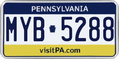 PA license plate MYB5288