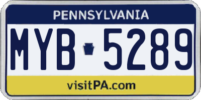 PA license plate MYB5289