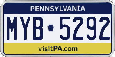 PA license plate MYB5292
