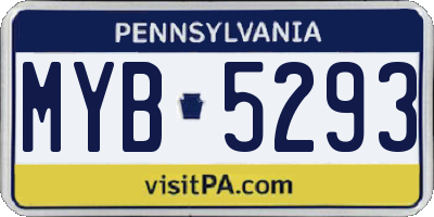 PA license plate MYB5293