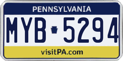 PA license plate MYB5294