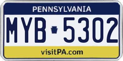 PA license plate MYB5302