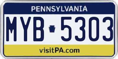 PA license plate MYB5303