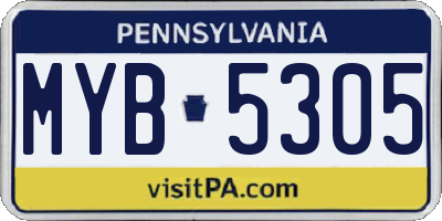 PA license plate MYB5305