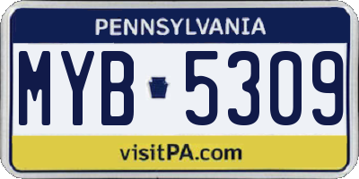 PA license plate MYB5309