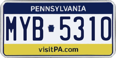 PA license plate MYB5310