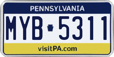 PA license plate MYB5311
