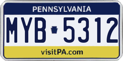 PA license plate MYB5312