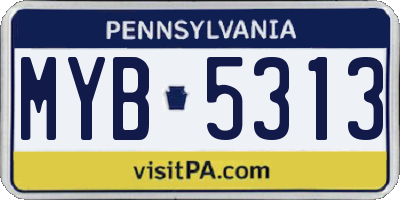 PA license plate MYB5313