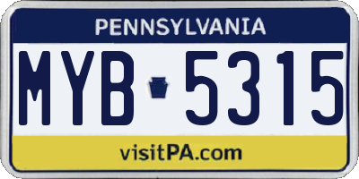 PA license plate MYB5315