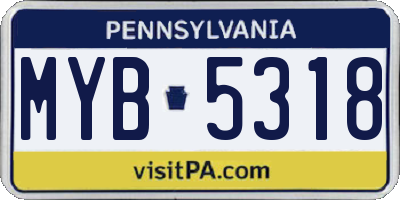 PA license plate MYB5318