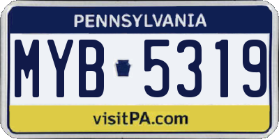 PA license plate MYB5319