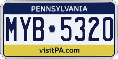 PA license plate MYB5320