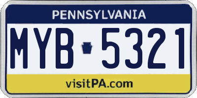 PA license plate MYB5321