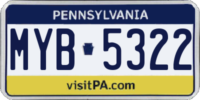 PA license plate MYB5322