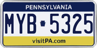 PA license plate MYB5325