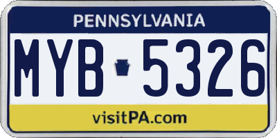 PA license plate MYB5326