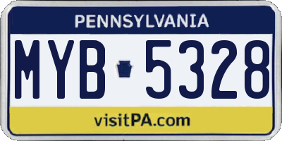 PA license plate MYB5328