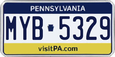 PA license plate MYB5329