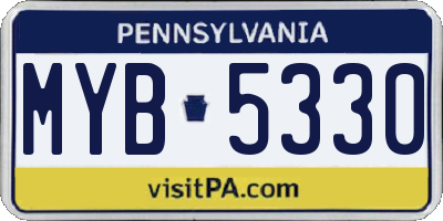 PA license plate MYB5330