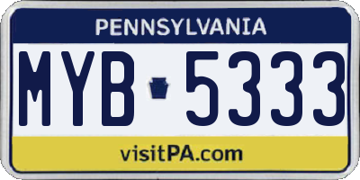 PA license plate MYB5333
