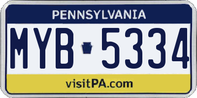 PA license plate MYB5334