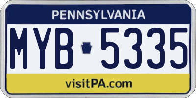 PA license plate MYB5335