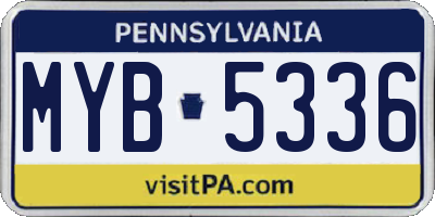 PA license plate MYB5336