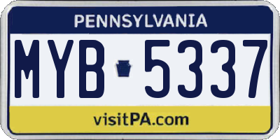 PA license plate MYB5337
