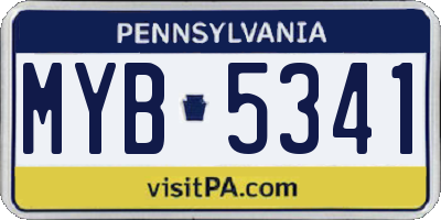 PA license plate MYB5341