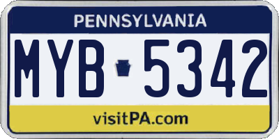 PA license plate MYB5342