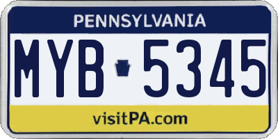 PA license plate MYB5345