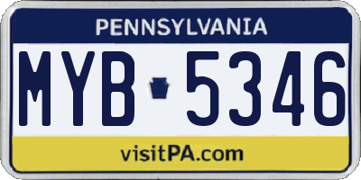 PA license plate MYB5346