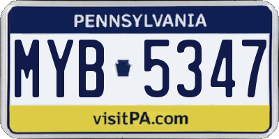 PA license plate MYB5347