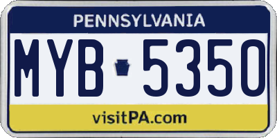 PA license plate MYB5350