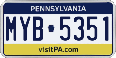 PA license plate MYB5351