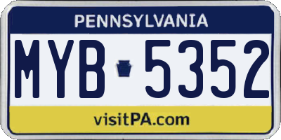 PA license plate MYB5352