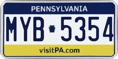PA license plate MYB5354