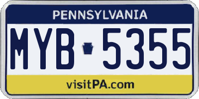 PA license plate MYB5355