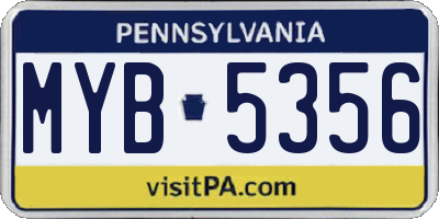 PA license plate MYB5356
