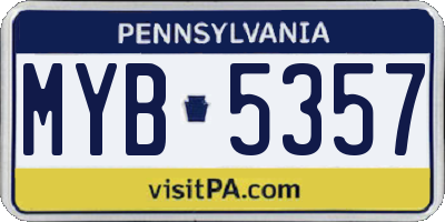 PA license plate MYB5357
