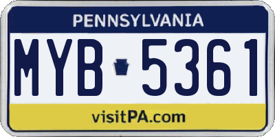 PA license plate MYB5361