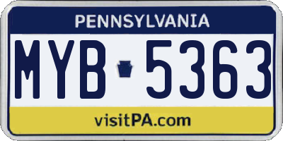 PA license plate MYB5363